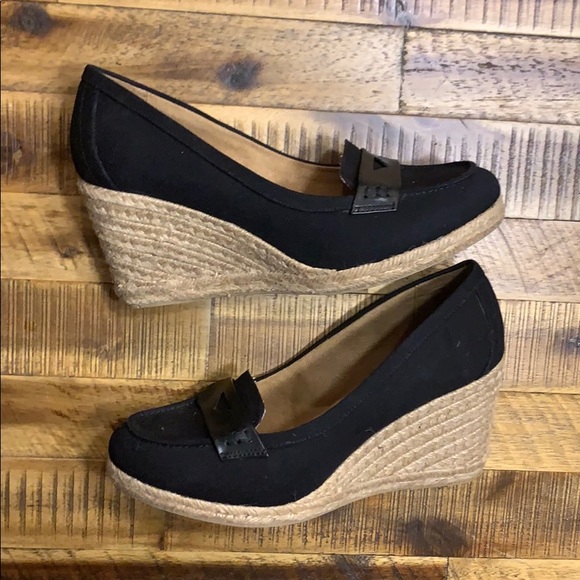 G.H. Bass & Co. Shoes - GH Bass & Co Womens Black Canvas Espadrille Wedge